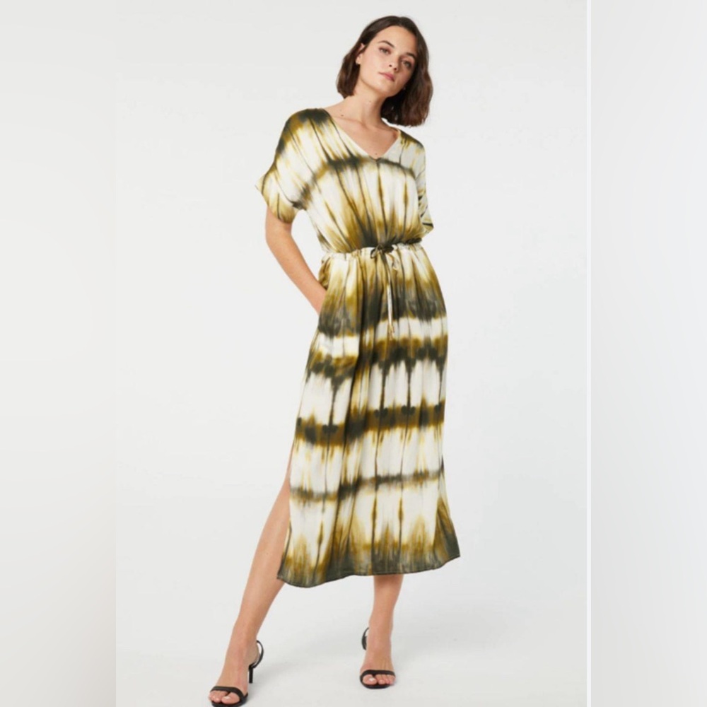 Paz Torras Tie-Dye V-Neck Midi Dress size 48 or XL